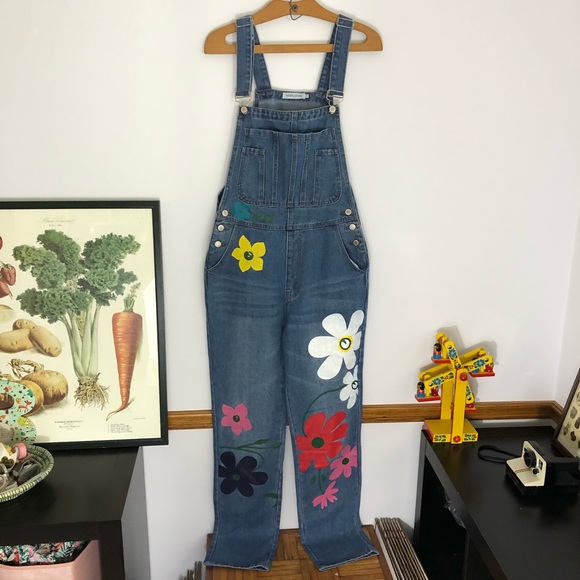 MISSLOOK Denim - Misslook bold flowers 60s vibe overalls